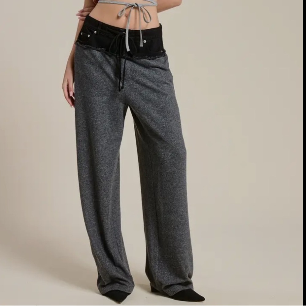 Mimosa denim waistband contrast pants